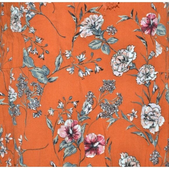 Cute Altar'd State Boho Fall Orange Long Balloon Sleeve Tunic Top Size M Floral - Picture 4 of 10